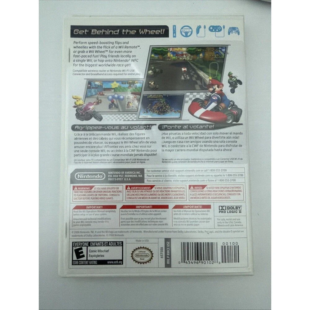Mario Kart Wii Complete (Nintendo Wii 2008) Bundle With 1 Steering Wheel OEM